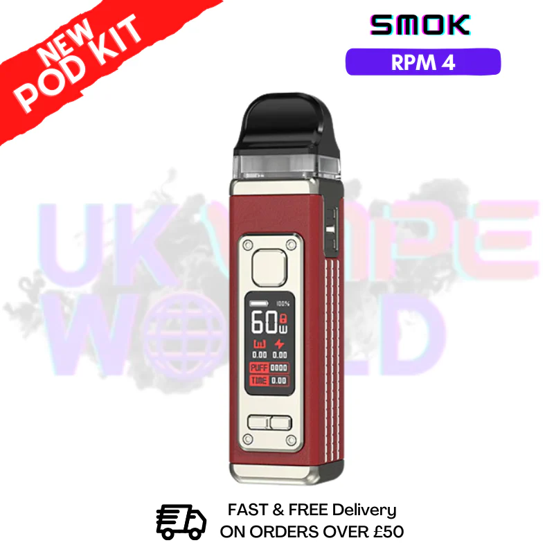 Red Leather Smok Rpm 4 Pod Kit + Free Nic Salt