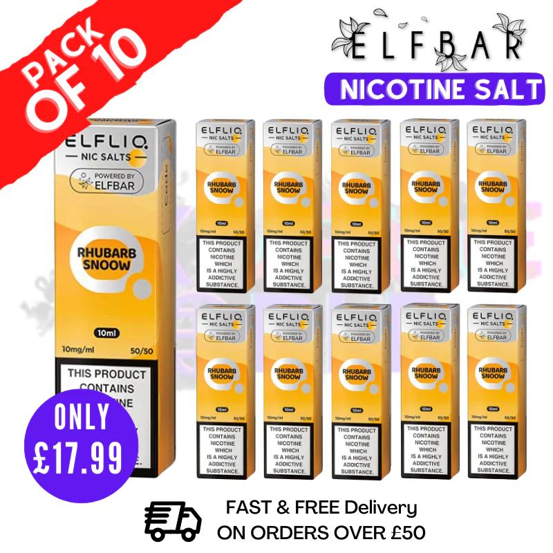Rhubarb Snow ElfLiq Nic Salt BOX OF 10 - ONLY £17.99