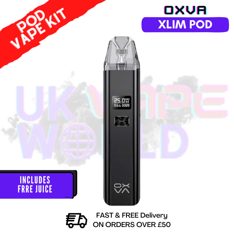 Shiny Black Oxva Xlim Pod Kit + Free 100ml Juice