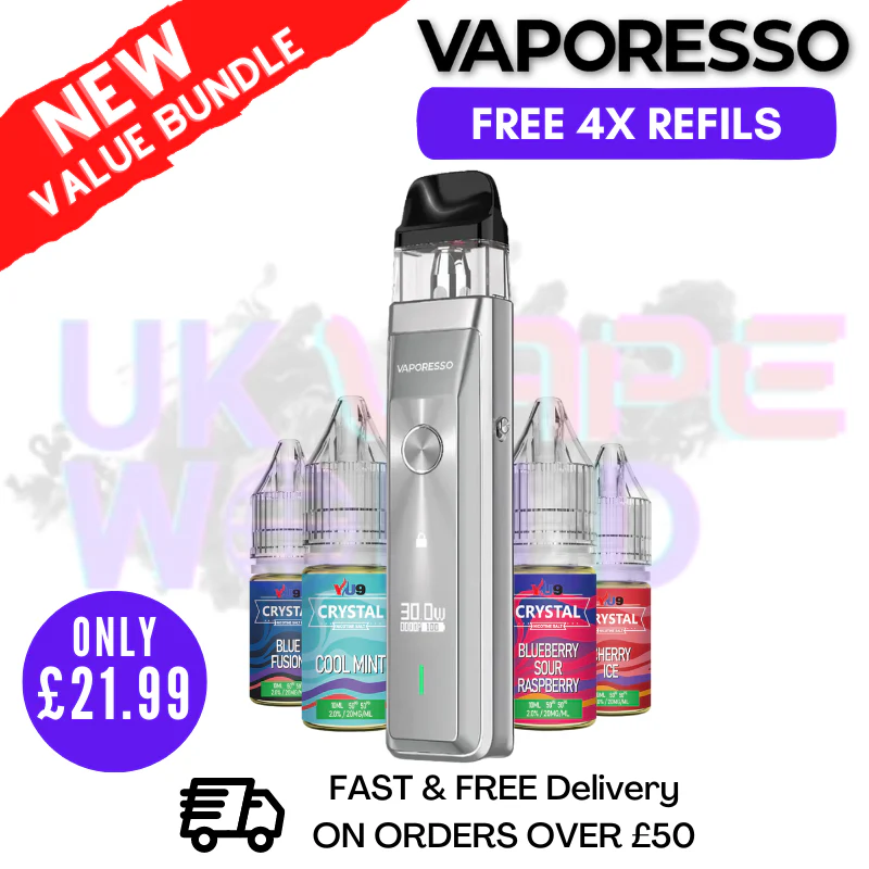 Silver Vaporesso Xros Pro Pod Kit | FREE 4X REFILS | £21.99