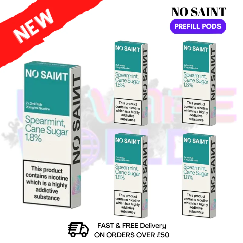 Spearmint Cane Sugar No Saint Prefilled Pods Box Of 5