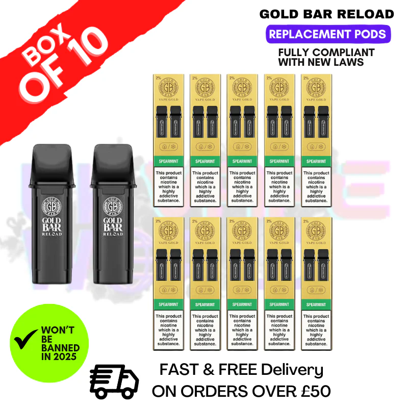 Spearmint Gold Bar Reload Prefilled Pods Box of 10