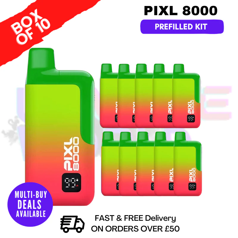 Straw Kiwi Razz Pixl 8000 Kits Box Of 10