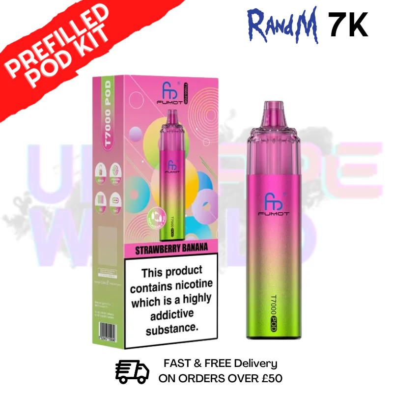 Strawberry Banana Fumot RandM T7000 7K Prefilled Pod Kit