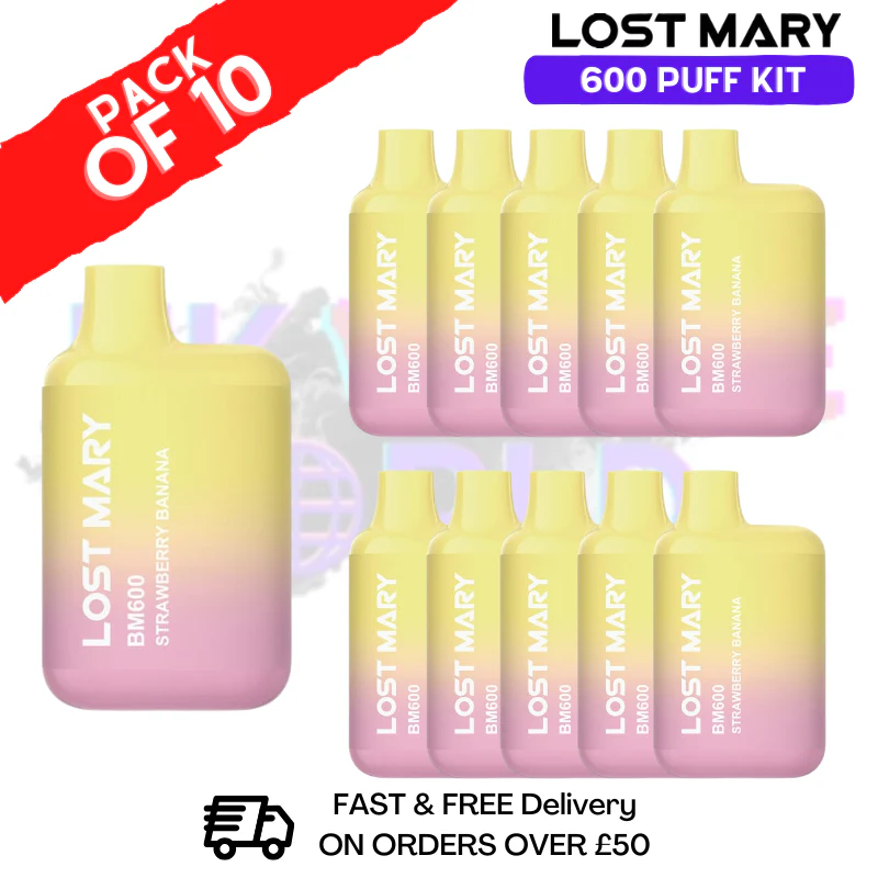 Strawberry Banana Lost Mary 600 Puff Bars Pack Of 10
