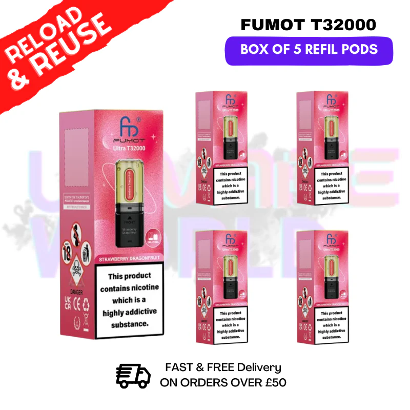 Strawberry Dragonfruit Fumot T32000 REPLACEMENT PODS - BOX OF 5