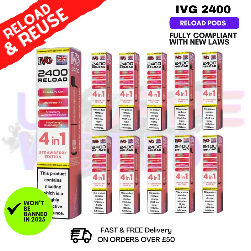 Strawberry Edition IVG 2400 RELOAD Pods - Box Of 10