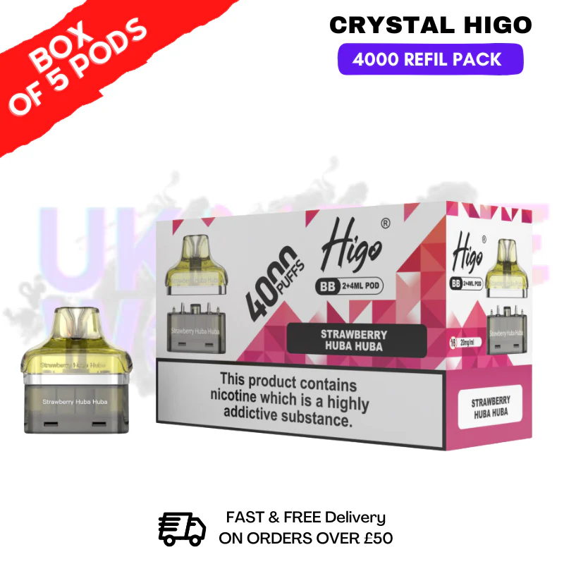 Strawberry Huba Buba Crystal Higo 4000 REFIL Pods BOX OF 5