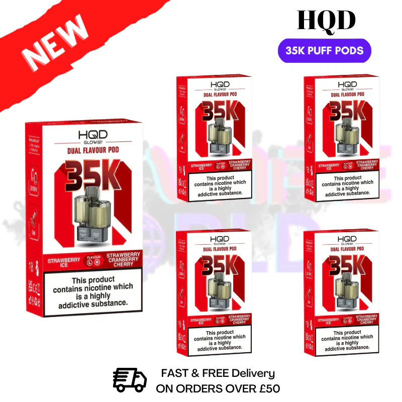 Strawberry ICE HQD Glow Air 35K Prefilled Pods Box Of 5