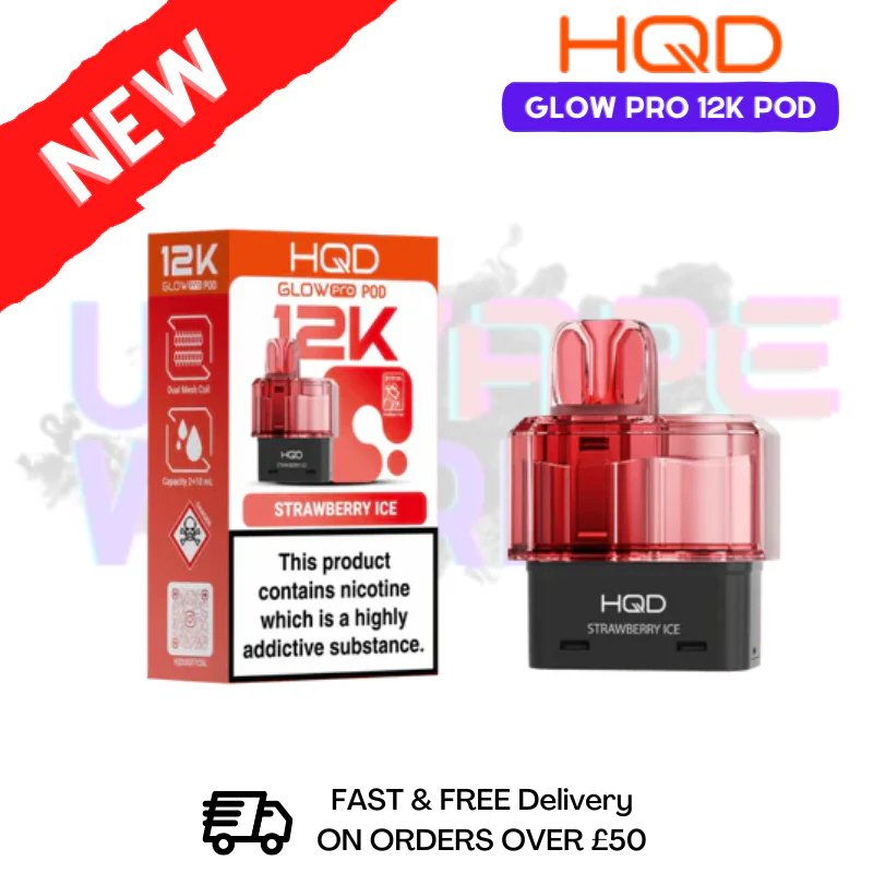 Strawberry Ice HQD Glow Pro 12K Puff Replacement Pods