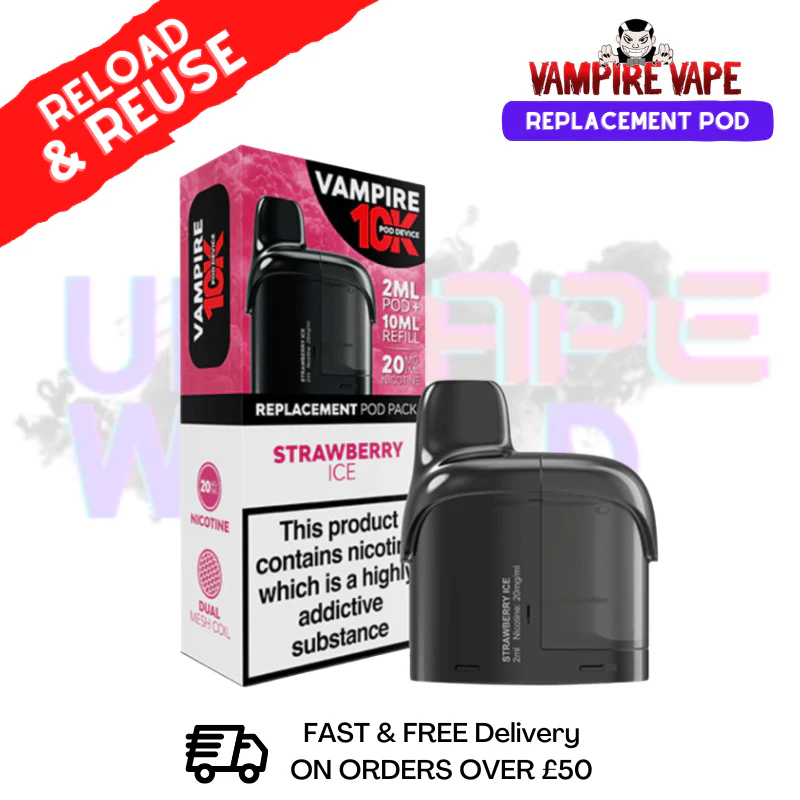 Strawberry Ice Vampire Vape 10K Prefilled Pod