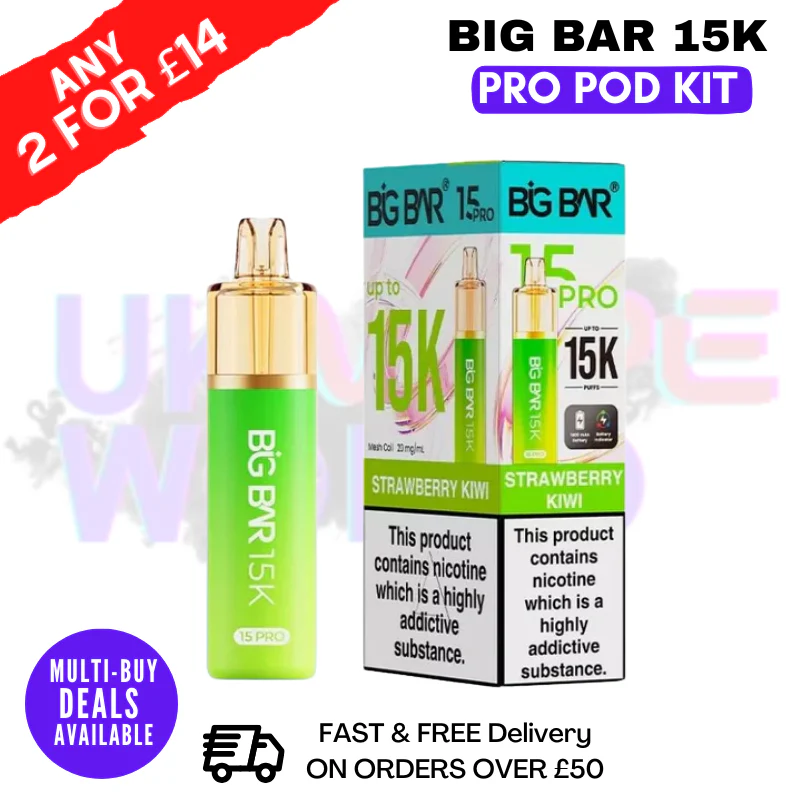 Strawberry Kiwi Big Bar 15K Prefilled Pod Kit - £7.89