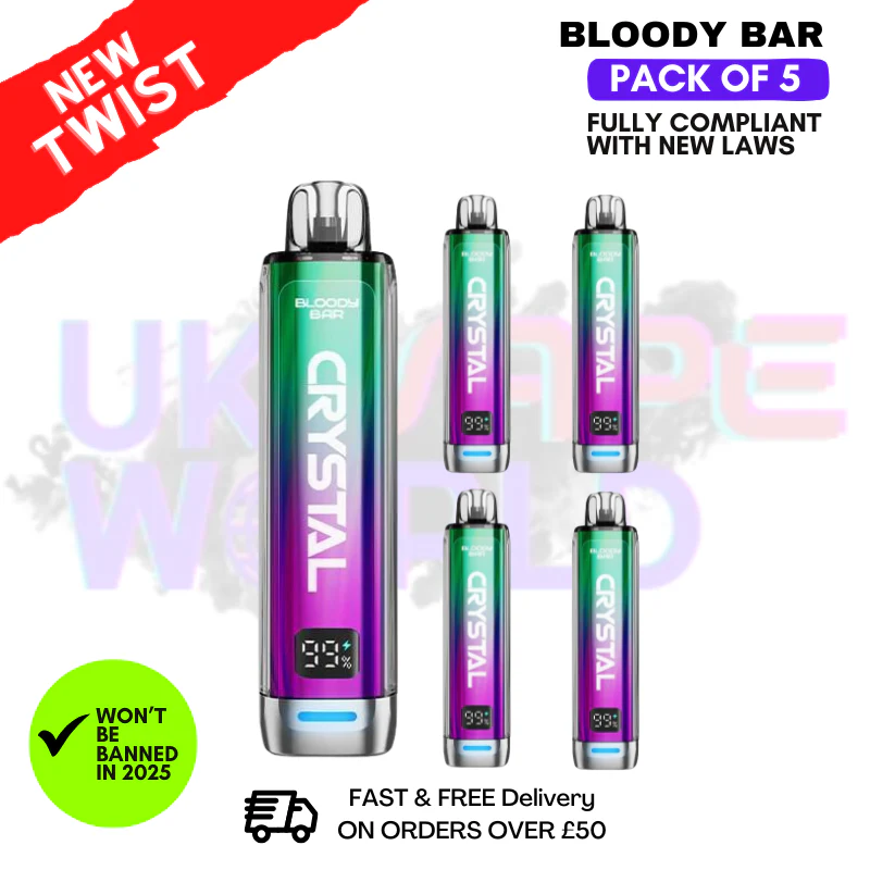 Strawberry Kiwi Bloody Bar Crystal 10K Puff Pack Of 5