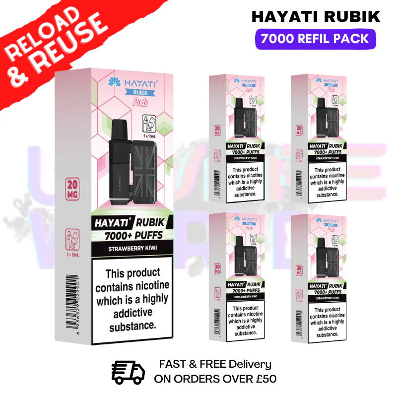 Strawberry Kiwi Hayati Rubik 7K Replacement Pods Box Of 5