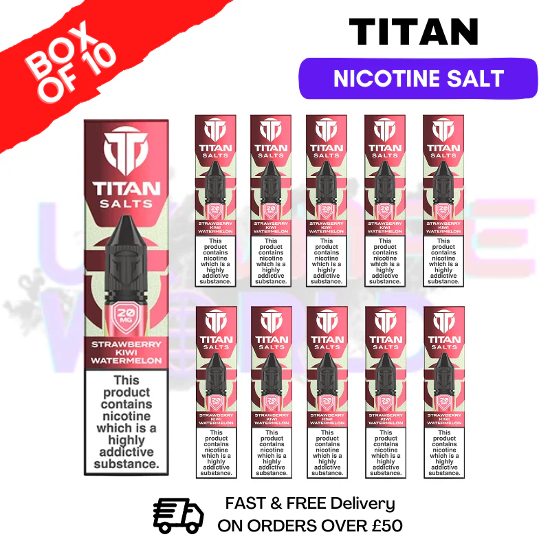 Strawberry Kiwi Watermelon Titan 10ml Nic Salt BOX OF 10