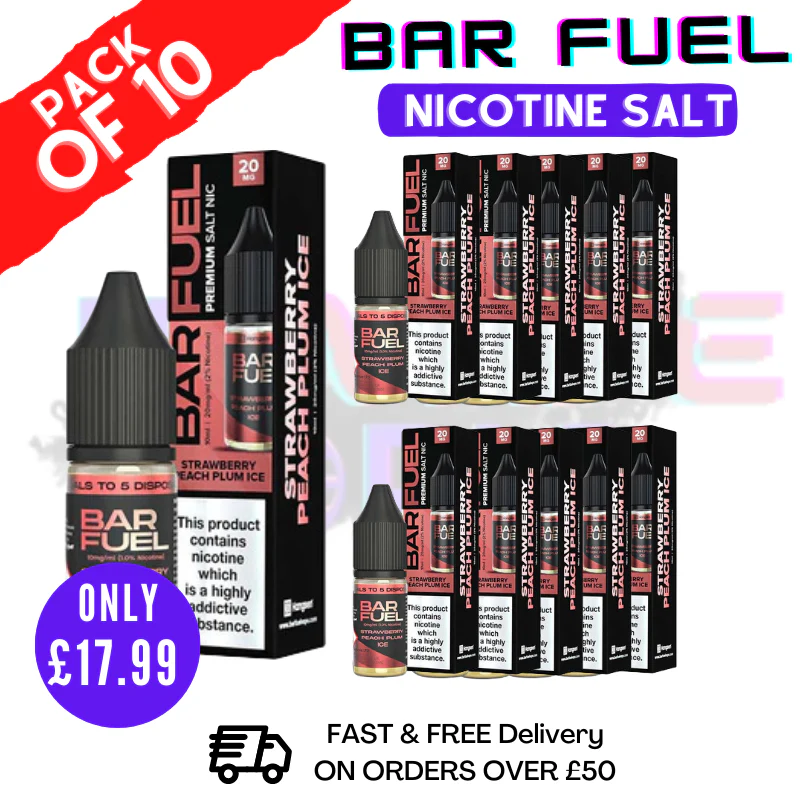 Strawberry Peach Plum ICE Bar Fuel Nic Salt BOX OF 10