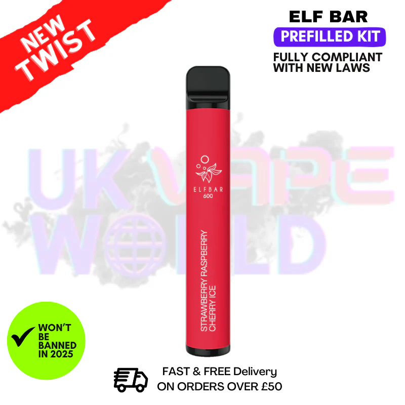 Strawberry Raspberry Cherry ICE Elf Bar EB600 Prefilled Pod Kit