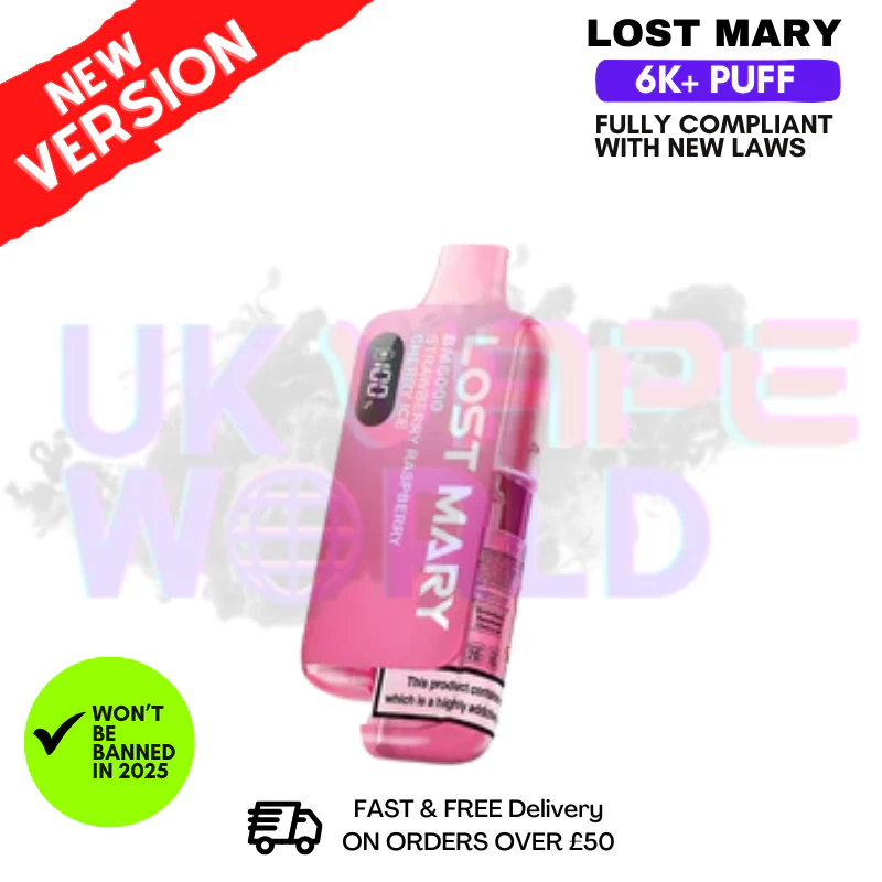 Straw Rasp Cherry ICE Lost Mary 6K Puff Pod Kit - Only £8.99