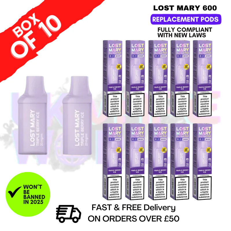 Triple Berry Ice Lost Mary 600 Puff Replacement Pods Box Of 10