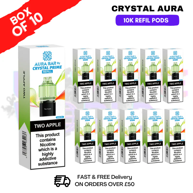 Two Apple Crystal Prime 10K Refil Pods Box Of 10