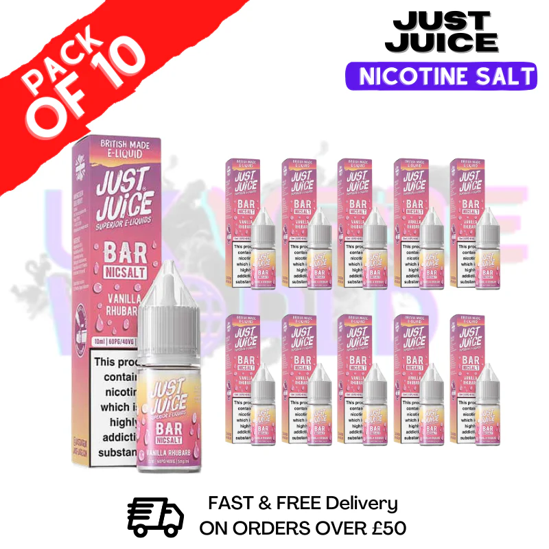 Vanilla Rhubarb Just Juice Nic Salt Box Of 10 - ONLY £17.99