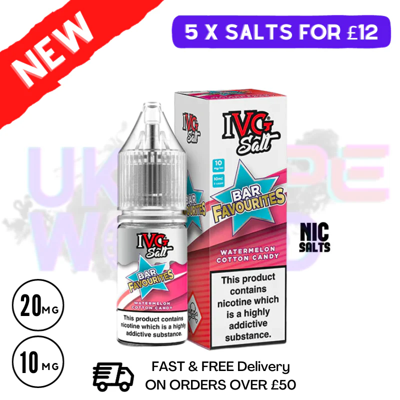 Watermelon Cotton Candy IVG "Bar Favourites" Salt 10ml Nic Eliquid