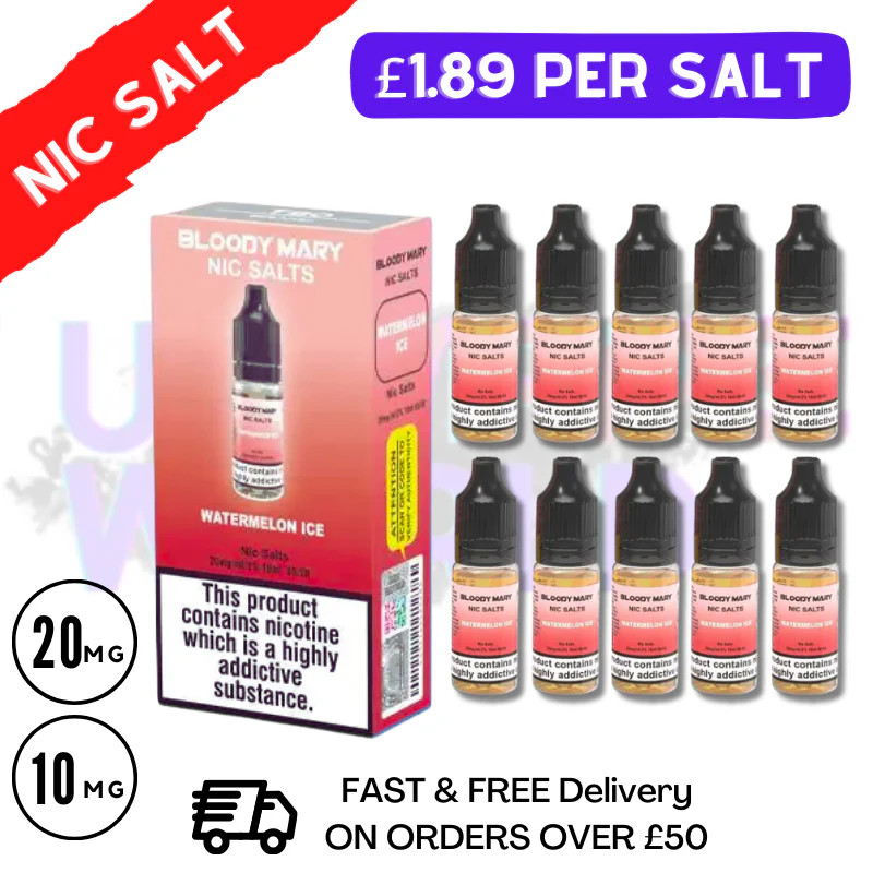 Watermelon ICE Bloody Mary Nic Salt Box of 10