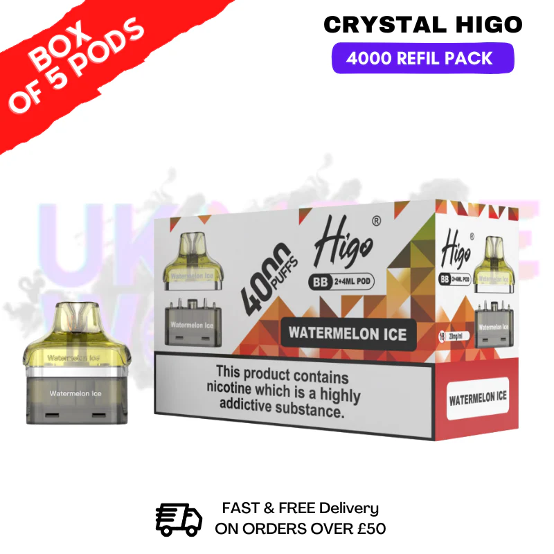 Watermelon ICE Crystal Higo 4000 REFIL Pods BOX OF 5