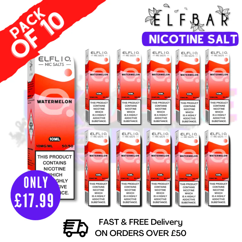 Watermelon ElfLiq Nic Salt BOX OF 10 - ONLY £17.99