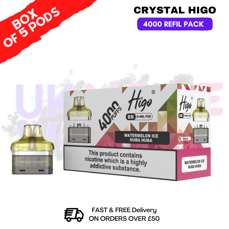 Watermelon ICE Huba Buba Crystal Higo 4000 REFIL Pods BOX OF 5
