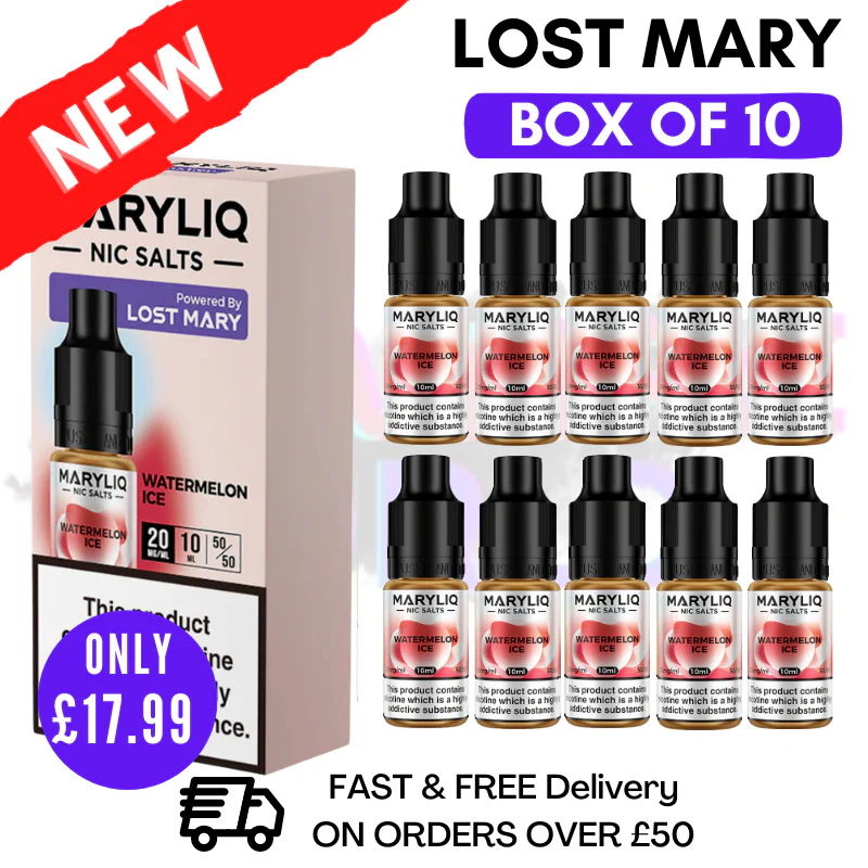 Watermelon Ice MaryLiq Nic Salt BOX OF 10